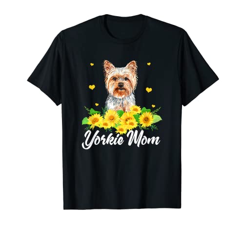 Cute Yorkie Mom Dog Lover Sunflower for women Yorkie Dog Camiseta