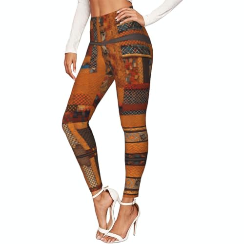 Leggings de compresión para mujer con estampado de retazos deportivos africanos