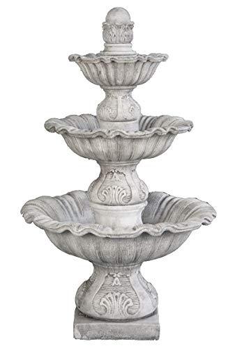 Fontaine Centrale Classique en Béton Pierre Modèle Turia 80x127cm - Fontaine de Jardin Décorative Romaine Style Jardin Anglais - Pompe à Eau Incluse - Fabriqué en...