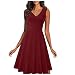 yuwo Robe d'été sans manches avec col en V pour femme, bordeaux, 4XL