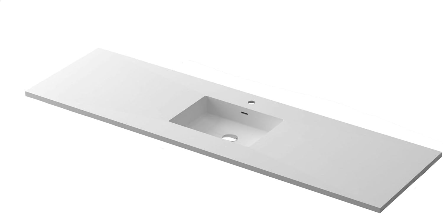 Miseno MVT-66-313SQ1HSS Forever 66" Solid Surface Vanity Top - Matte White Solid Surface