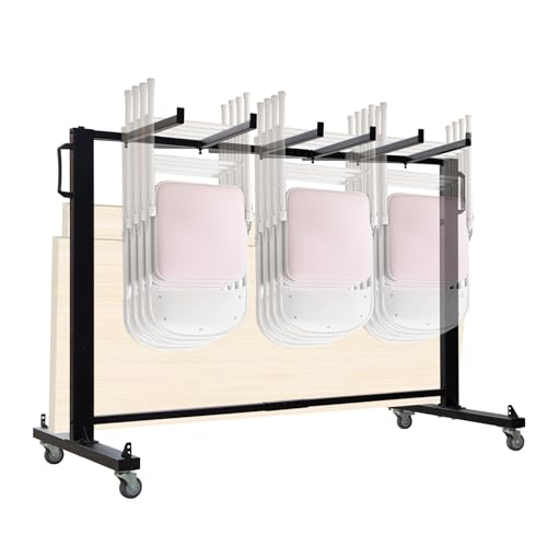 Chariot de rangement pliable en métal pour déplacer facilement tables et chaises