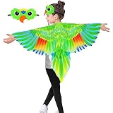 IROLEHOME Bird-Costume-Parrot-Wings for Kids with Bird Headbands, Boys Girls Eagle Dress-up Cape Christmas Gifts Party Favors