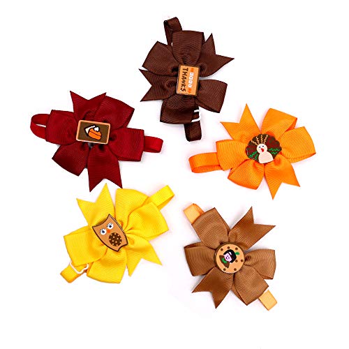 Masue Pets Thanksgiving Dog Ties Bowties For Fall Pet Ties Brown Orangeturkey Leaf Dog Neckties Dog Bow Tie Collar Holidays Dog Ties Dog Grooming Accessories (Bow Ties) #TOP5