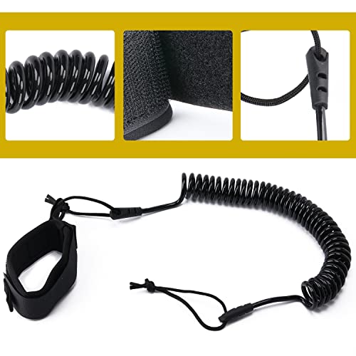 Senbaler 10 Füße Surf Leash,SUP Kajak Sicherheitsleine,Coiled Fußschlaufe Einziehbares für Surfbretter,Stand Up Paddle Board