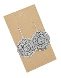 Filigree Floral Medallion on Sterling Silver Dangle Earrings Women Handmade Sundance Dreams Designs Boho
