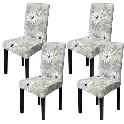 Sufdari Chair Covers 4 Grey Stretch Dining Chair Covers