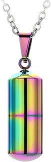 Jude Jewelers Stainless Steel Capsule Medicine Pill Cocktail Party Statment Holiday Pendant Necklace (Rainbow)