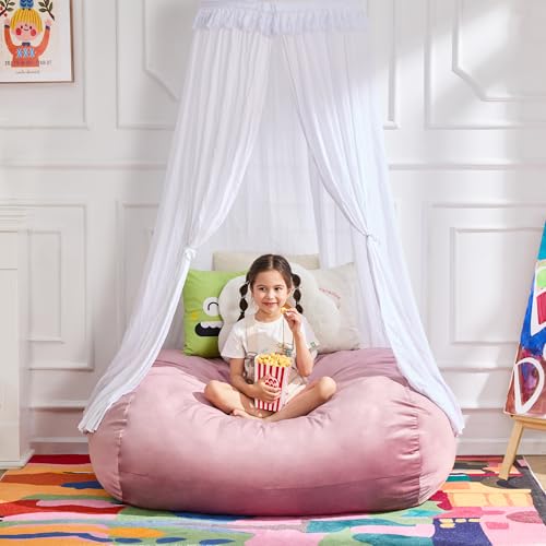 Image of Hobestluk 3FT Bean Bag Chair Large Beanbag with Removable Cover Adult Bean Bag Chair with Portable Handle Desgin for Living Room Bedroom (Pink, 3FT)