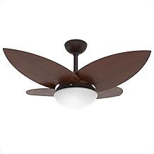 Ventilador De Teto Lótus 1025 4 Pás MDF Nas Cores Branco Preto ou Marrom com Tabaco Potente Silencioso Luxo Infinity - 127v ou 220v (127v Marrom Texturizado com Pás Tabaco)