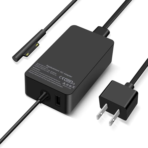 65W Surface Charger for Microsoft Surface Pro 11, 10, 9, 8, 7+, 7, 6, 5, 4, 3, X, Windows Surface Laptop 7 6 5 4 3 2 1 Studio, Surface Go Tablet 3 2 1, Surface Book 3 2 1, Model A1706 Laptop Charger