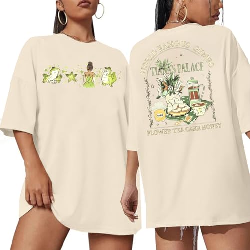 Oversized Magic Kingdom Shirts for Women Princess Shirt Magical Kingdom Tees Flower Tea Cake Honey Graphic Short Sleeve Tops
