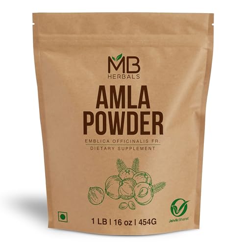 MB Herbals De-Seeded Amla Powder 1 LB (16 oz / 454g) | Made from Wild Amla Berry Pulp, No Seeds Used | Premium Quality Amalaki (Indian Gooseberry) Powder