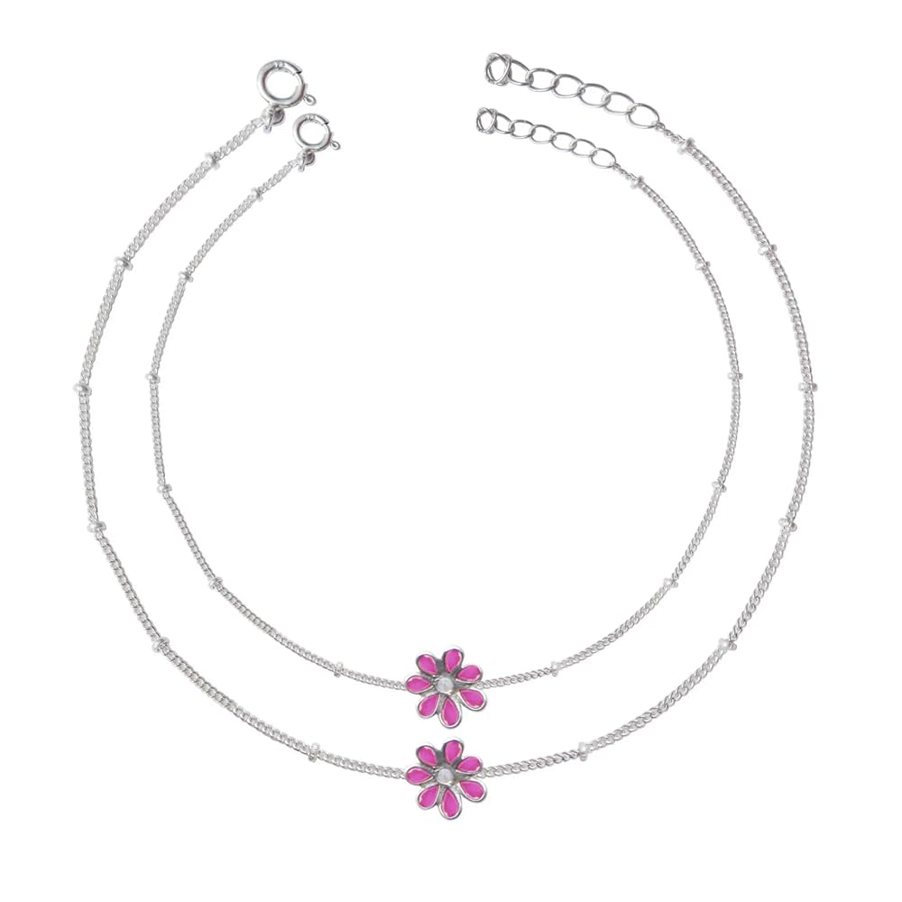 Unniyarcha Silver 92.5 Flower Anklet In for Women Pure Silver 925, Sterling Silver Jewellery with Certificate of Authenticity & 925 Silver Anklet for Women (B0D3M3JQN8) Amazon Price History, Amazon Price Tracker