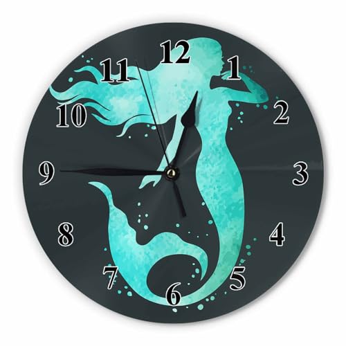 Orythyra Beauty Mermaid Wall Clock Round 10 Inch Battery Operated Watercolor Fish Tail Fantasy Fairy Tale Orythyra Beauty Mermaid Wall Clock Round 10 Inch Battery Operated Watercolor Fish Tail Fantasy Fairy Tale Corner Silent Wooden Clocks Art Decorative Living Room Classroom Bedroom Office