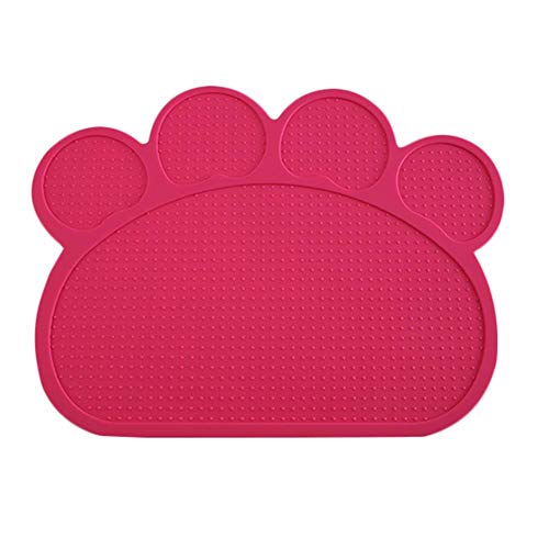 Milopon Napfunterlage Hund Katzen Wasserdicht rutschfeste Futtermatten Pfote Geformte Matte Silikon Fressnapf Unterlage für Futternäpfe Wassernapf, 40 x 30cm Cover