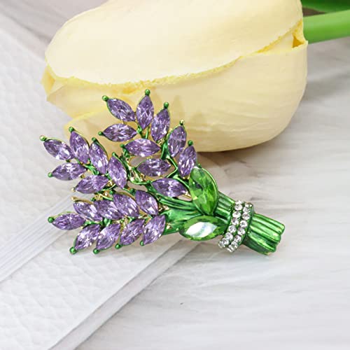 Purple Lavender Flower Brooch Pins Crystal Rhinestones Elegant Accessories Jewelry Women's Brooches And Pins Fashion Jewelry Wedding Floral Lapel Pins #TOP4