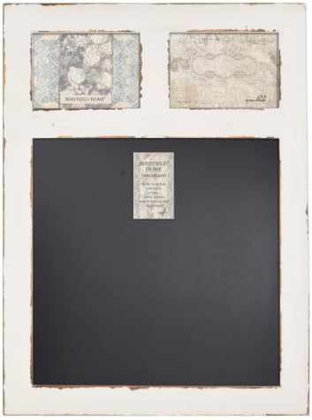 Distressed Wood Message Chalk Board with 2 x Photo 5"x 7" openings (Ivory)