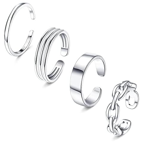 ORAZIO Adjustable Sterling Silver Toe Ring Set Cover