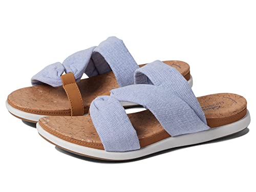 Clarks Eliza Skip Slide Sandal, Blue Textile, 8 Medium