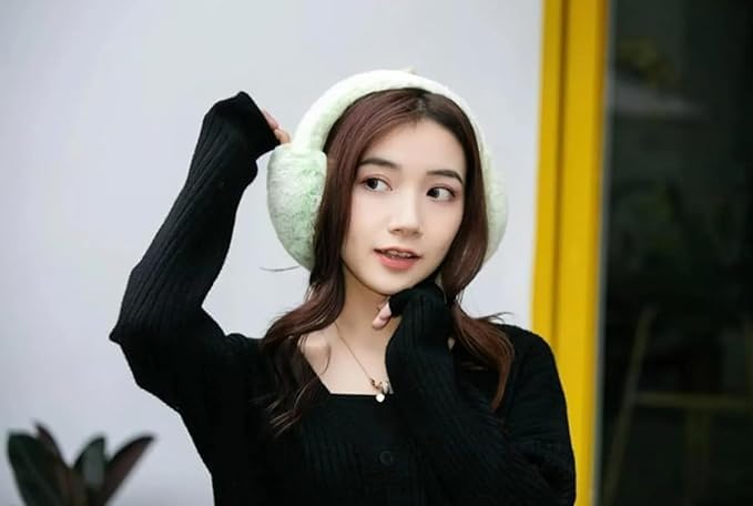 Image of Girl Winter Earmuffs Outdoor Wear Soft Faux Fur Plush Ear Warmer Minnie Design Windproof Woolen Warm Ear Muff Men & Women (Freesize)