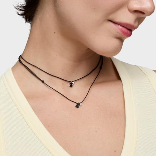 Miniatura 5 de Tous Collar De Plata De Primera Ley Y Cordón Con Motivo Corazón Y Oso En Ónix Para Mujer, 75cm De Largo, Colección Mini Color