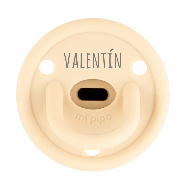 Mi Pipo - Chupete Personalizado Gummy | Chupete Bebe Silicona, Tetina Fisiologica, 0-36 Meses | Personalizado con Nombre, Suave, Cómodo | Seguro, Libre de BPA, Fácil de Limpiar | Color Beige