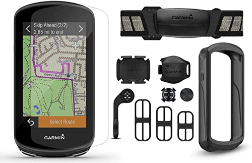 Garmin Edge 1030 Plus GPS Cycling Computer Bundle | Includes Chest HRM, Speed/Cadence Sensors, Black Silicone Case & Tempered Glass Screen Protectors | GPS Bike Computer | Sensors Bundle, 010-02424-01