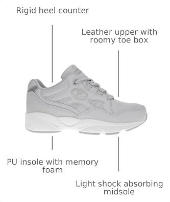Propet Mens Stability Walker Walking Walking Sneakers Shoes - White