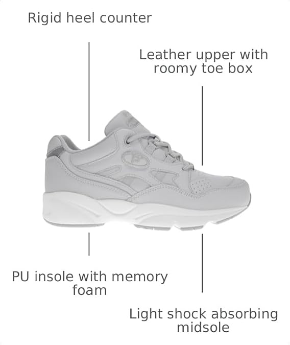 Propet Mens Stability Walker Walking Walking Sneakers Shoes - White