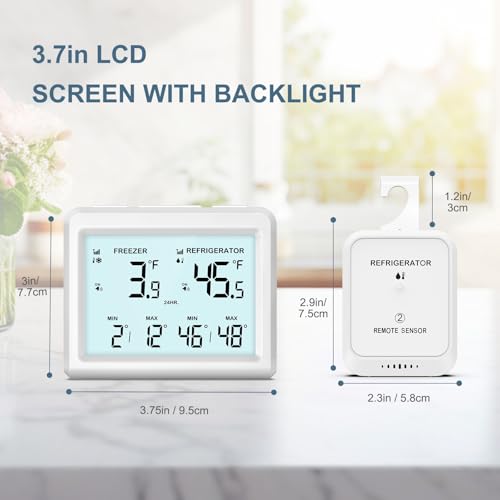 Termómetro de nevera digital con pantalla LCD de 3.7 pulgadas y selector de escala ℃/℉ 5