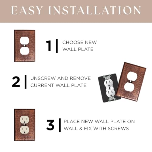 Monarch Abode Single Toggle Light Switch Cover Plate – 1-Gang Pure Copper Outlet Covers, Hand Hammered Decorative Outlet Cover Wall Plates, Light Switch Plate Covers for Electric Outlets, Pack of 1 by Monarch Abode - Image 5