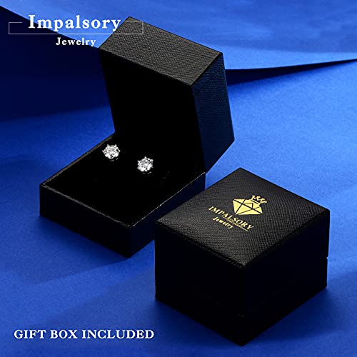 Moissanite Stud Earrings, 2Ct Lab Created Moissanite Diamond Earrings 6 Prong Round Brilliant Cut D Colorless 18K White Gold Plated Sterling Silver Earrings Push Back For Women Men #TOP5