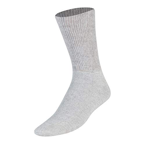 MB55 Premium Cotton Diabetic Socks for Men - Lightweight and Non-Binding Loose Top Socks for Circulation Problems, Diabetics, or Neuropathy - 3 Pairs Cushioned Crew Socks (Gray, Large)