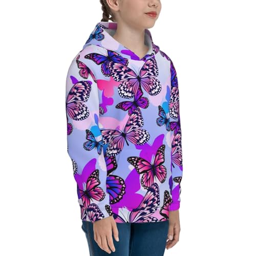 Flying Butterflies Kids Pullover Hoodies Boys Sweatshirts Girls Athletic Clothes with Pocket3