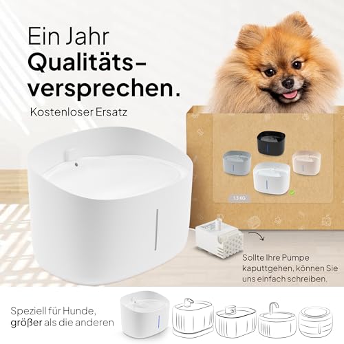 Pretty Paw Trinkbrunnen für Hunde - Super leiser Hunde Trinkbrunnen mit 7 Liter Wassertank - BPA-freier Hundebrunnen mit Filter & LED - Leicht zu reinigender Dog Wasserspender