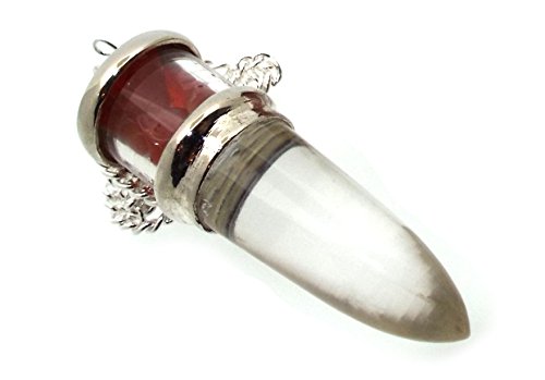Carnelian and Quartz Gemstone Vial Capsule Pendulum