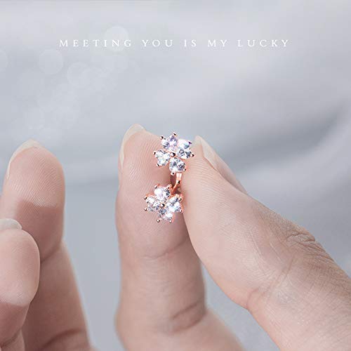 20G Cartilage Tragus Helix Stud Earrings Sterling Silver Rose Gold Dainty Cz Cubic Zirconia Crystal Flower Barbell Labret Studs Ear Piercing Christmas Gifts Fashion Jewelry For Women Girls #TOP2