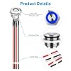 Linkstyle 5Pcs 19mm Latching Push Button Switch, 12V Metal Self Locking SPST ON-Off Switch with Wiring Harness & Blue Light for Boat Car