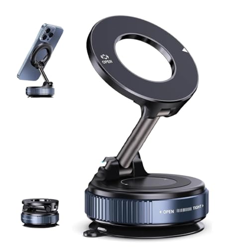 Eptchn Maglock 360° Faltbare Magnetische Telefonhalterung, 2025 Verbesserte Vakuum-Autotelefonhalterung Mit 96 Lbs Ultra-Saugnapf, Verstellbarer Telefonständer for Magsafe-Handyhalterungen(Schwarz)