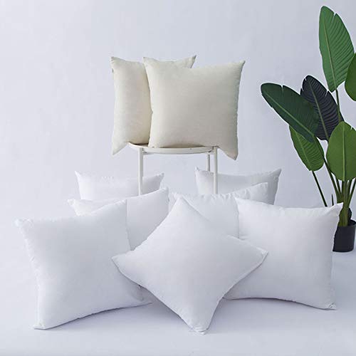Juwen Decorative Cushion Pad Pillow Insert Inner (2 Pack) - Sofa, Bed, Chair Pillow Cushion Filler - Poly Cotton Cover - Indoor White Pillows (WhiteBrush, 2 Pack-18''x18'' (45cm x 45cm))