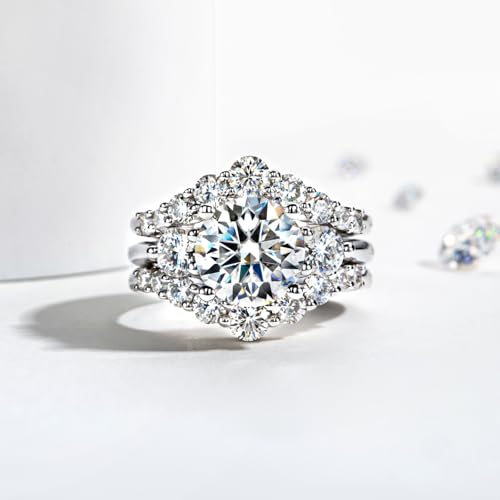 Moissanite Wedding Ring Set 4.92cttw(3CT Center Stone) D Color 925 Sterling Silver Moissanite Engagement Rings Bridal Set for Women with Certificate2