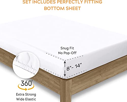 100% Organic Cotton Bed Sheet Set - Crisp And Cooling Percale Weave, Soft Breathable, Eco-Friendly, 4 Piece Bedding Set, Deep Pocket With All-Around Elastic, Sleep Mantra (Queen, Pure White) #TOP5