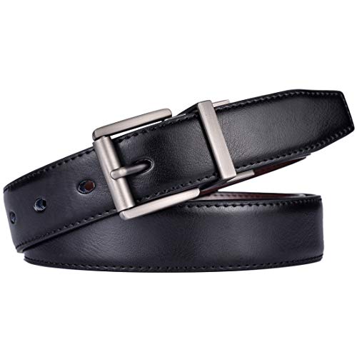 Image of Beltox Men's Belt Dress Casual Reversible Leather 1.1 inch w Roller Buckle Rotated
