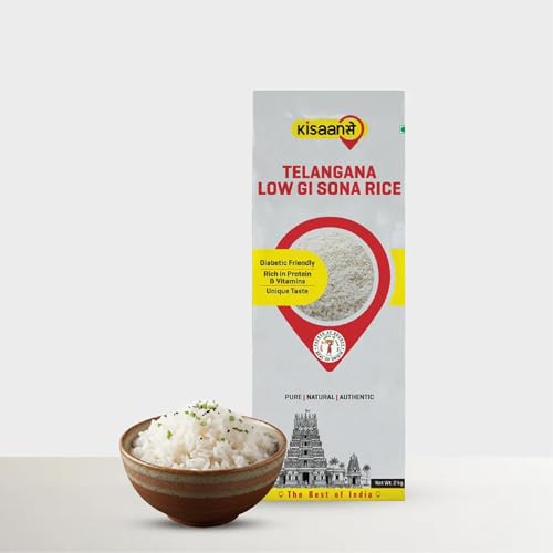 Image of KisaanSay Sugar Control Rice- Telangana Sona Rice (5 KG) | Lab Tested Low Glycemic| Diabetes-Friendly | Unpolished | High in Fiber & Nutrients | Traditionally Milled | Lightweight & Non-Sticky | supports healthy weight & blood sugar