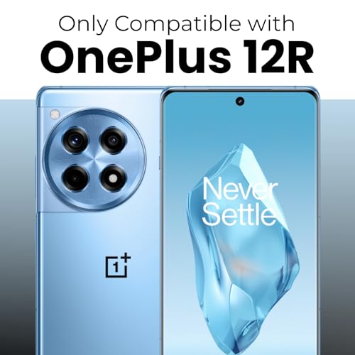 Image of RIGGEAR Shockproof Sleek Hybrid Armor 360 Rotating Magnetic Ring Stand Back Cover Case Compatible with MagSafe Accessories for OnePlus 12R (Clear PC + Black TPU Bumper)