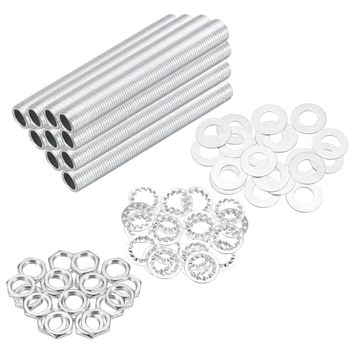 Image of MECCANIXITY 70Pcs 2.8 inch Lamp Pipe Kit with Nuts Washers 1 /8IP Thread Fasteners Assortment for Chandelier Ceiling Light Repair Assembly DIY Hardware