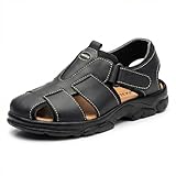 NOESLOMISMO BY DILEMA Sandalias de Piel para Hombre con Cierre de Velcro | Calzado Abierto Antideslizante Estilo Cangrejera para Caminar en Verano | Confort Ergonómico Hecho en España