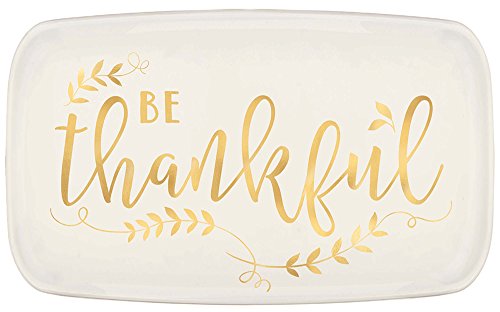 amscan Metallic Gold Be Thankful Plastic Rectangular Platter White One Size 1 Count