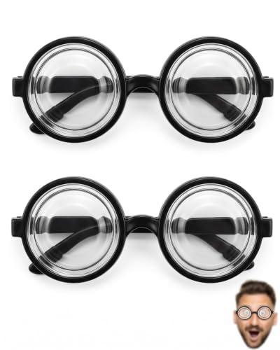 BTACGWP Gafas de Disfraz Nerd 2 Pares Marco Grueso y Ligero con Ajuste Antideslizante para Carnavales, Fiestas Temáticas y Bromas de Oficina sin Irritar la Vista